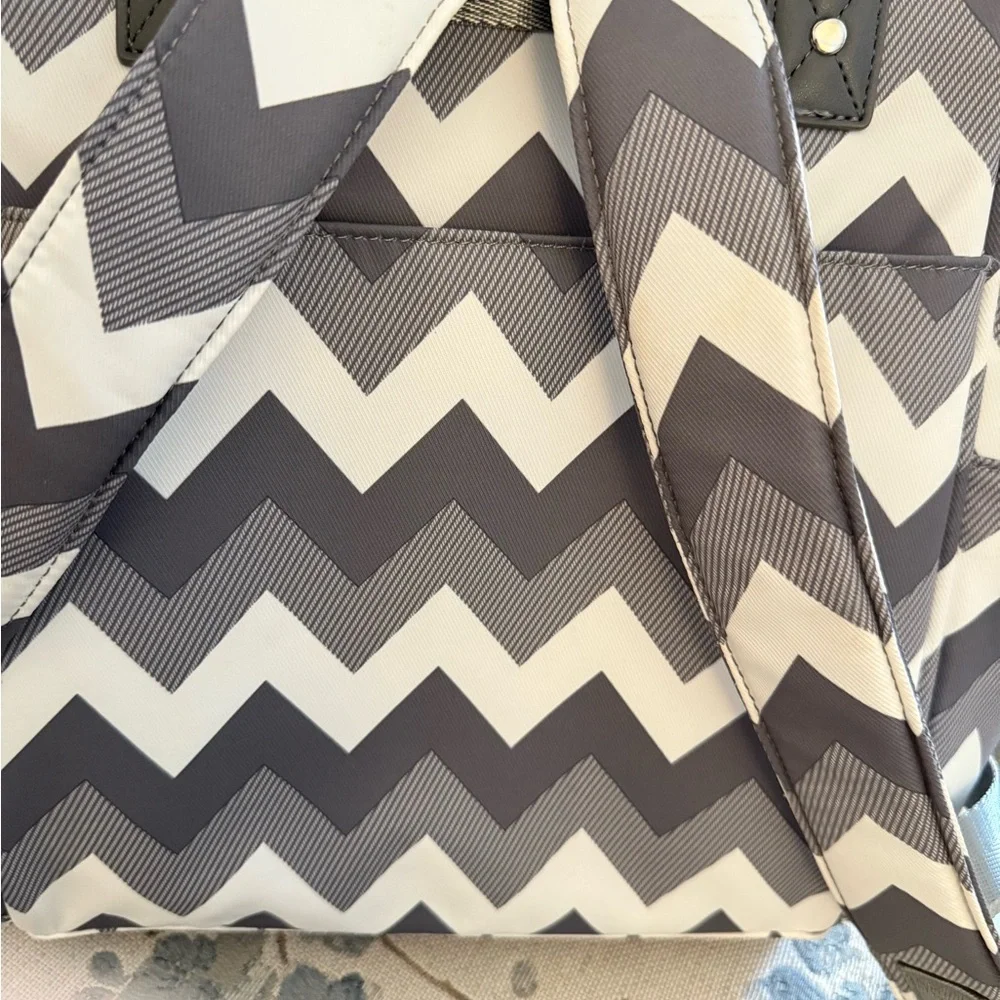 Maevn Women's Chevron Backpack - Grey and White - Picture 13 of 17